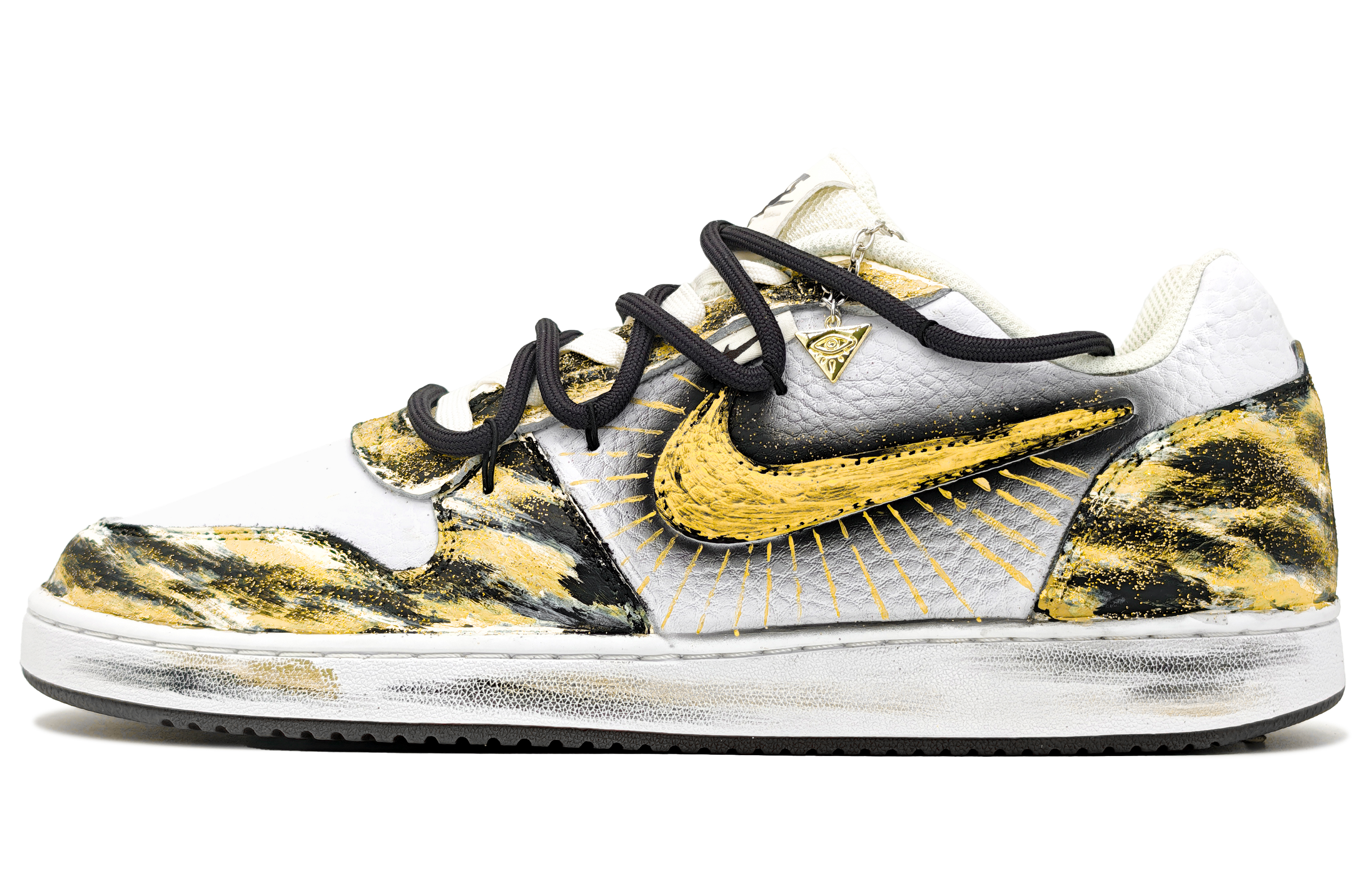 Nike EBERNON Slip Resistant Abrasion Resistant Low top Skateboard Shoes Men's Black Gold