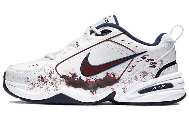 Nike Air Monarch 4 Anti-Slip Wear-Resistant Low-Top Chunky Sneakers Unisex Blue White