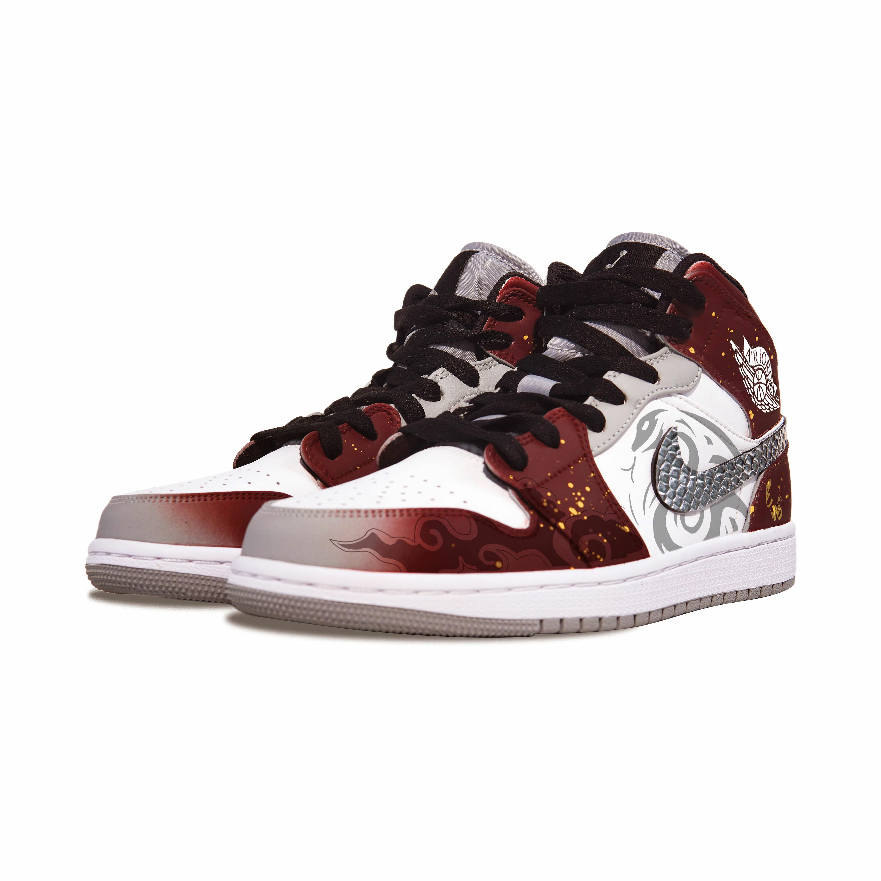 Jordan Air Jordan 1 Slip-Resistant Mid-Top Vintage Basketball Shoes Men's Burgundy купить в интернет-магазине Yoocart с быстрой доставкой по России.