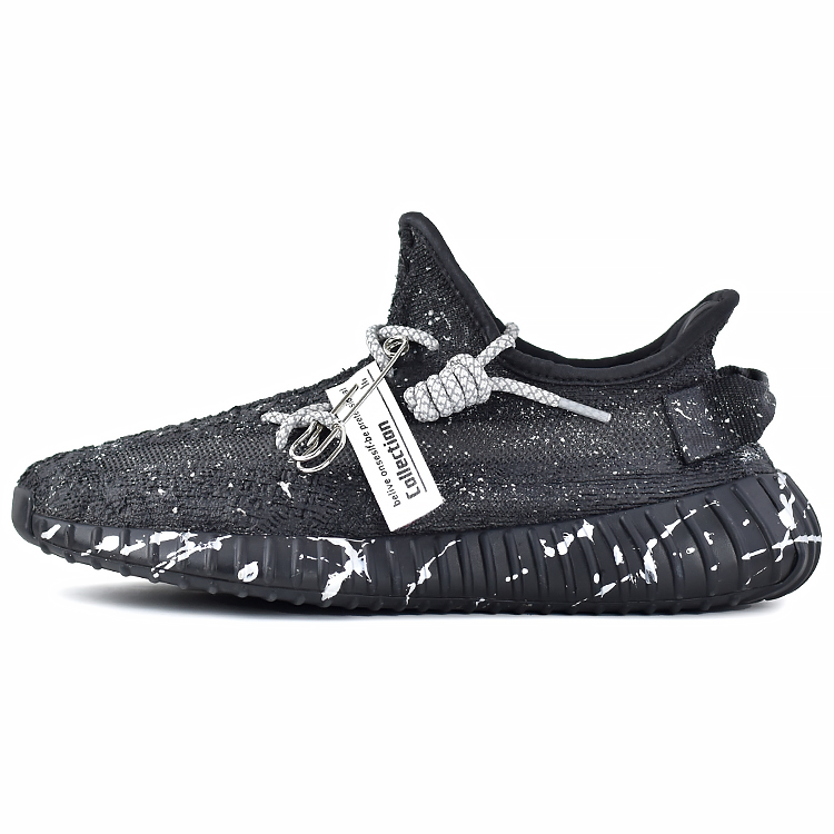Adidas Originals Yeezy Boost 350 V2 Abrasion Resistant Low Top Casual Shoes Unisex Black Silver