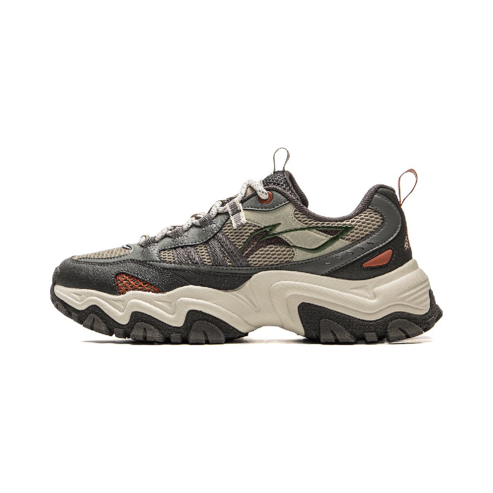 LiNing Cushioning, Slip Resistant, Abrasion Resistant Support Low Top Chunky Sneakers Men's Gray Black