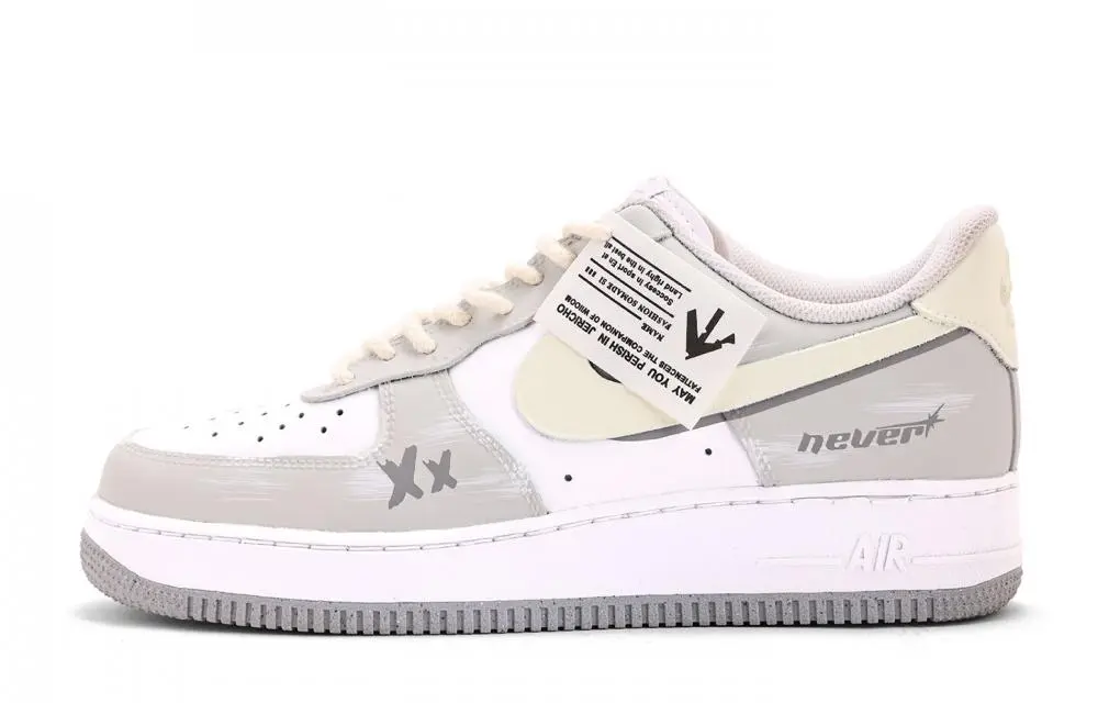 Nike Air Force 1 Abrasion Resistant Low top Skateboard Shoes Unisex Gray White