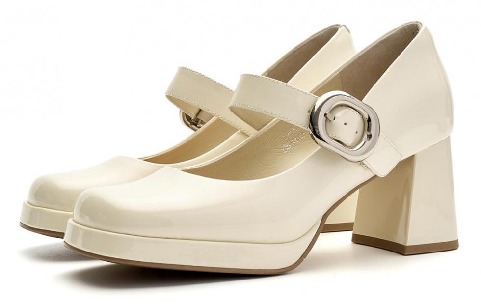EBLAN Chunky Heel Mary Jane Shoes 7cm Women's Ecru купить в интернет-магазине Yoocart с быстрой доставкой по России.