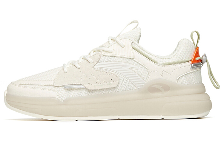 Anta Life Collection Slip-Resistant Cushioning Wear-Resistant Low-Top Skateboard Shoes White Orange Green