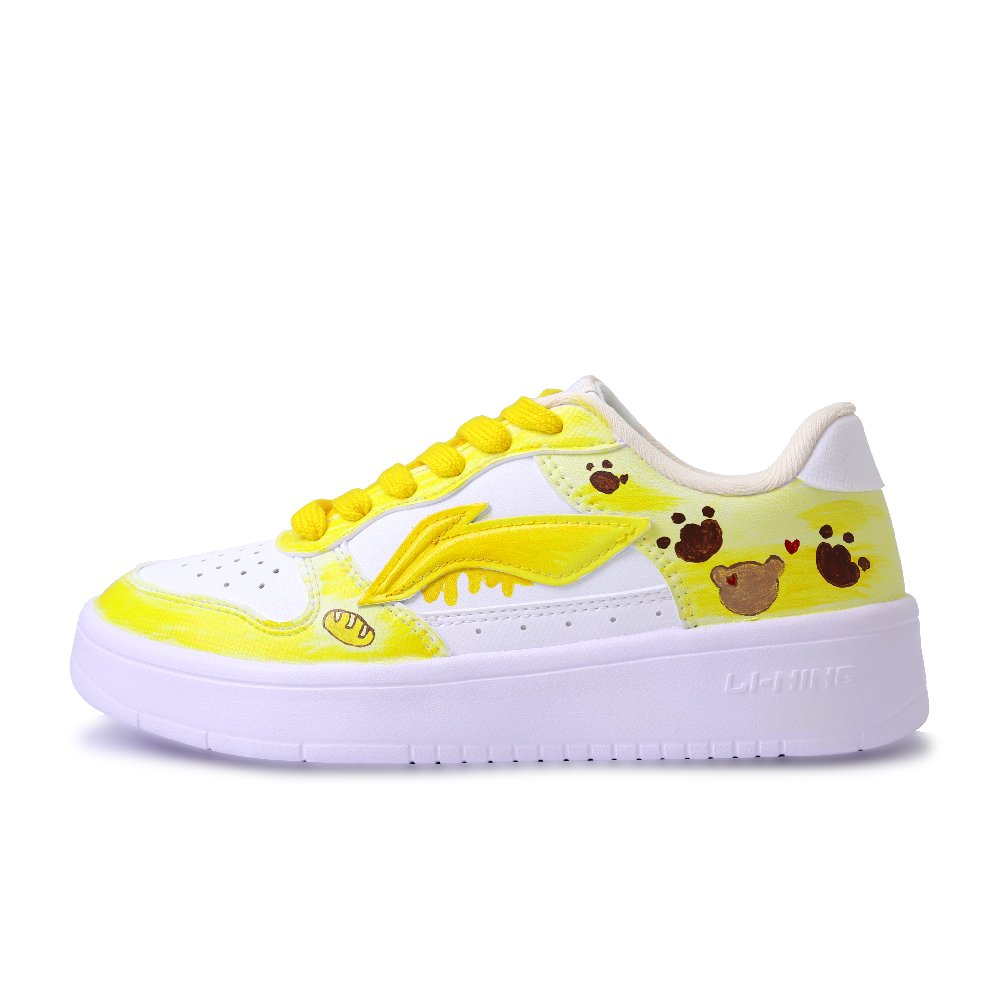 LiNing Pontoon Boats Abrasion Resistant, Lightweight, And Breathable Low Top Skateboard Shoes Unisex White Yellow Brown