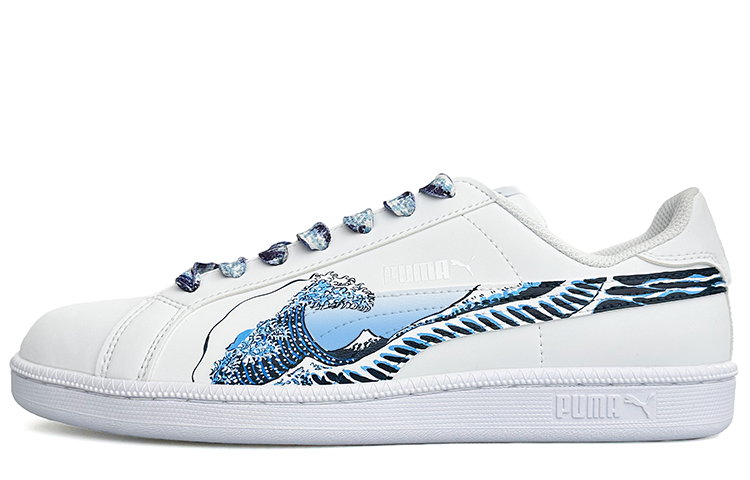 PUMA Smash Low-Top Skateboard Shoes Unisex White Blue