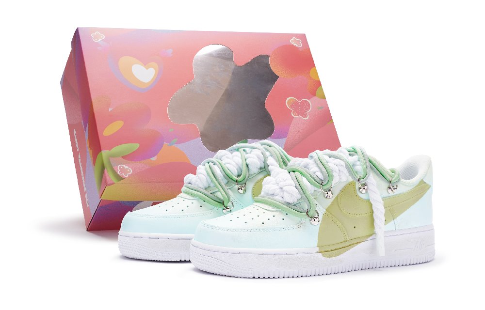 Nike Air Force 1 Low 'T10' Low Top Skateboard Shoes Women's Fruit Green Blue