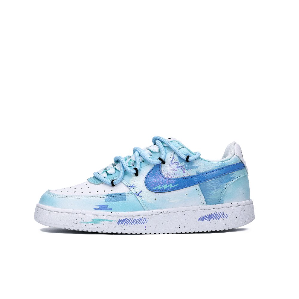 Nike Court Vision 1 Coconut Sea Salt Deconstruction Shoelace Low Top Skateboard Shoes Men's Blue QD
