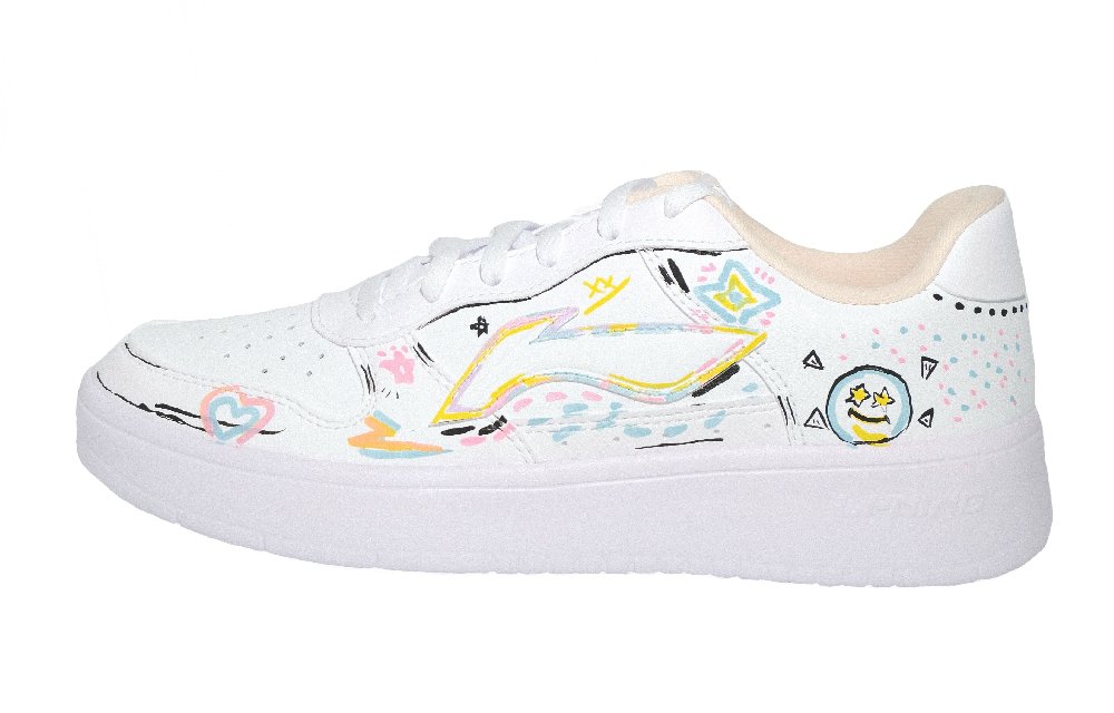 LiNing Pontoon Boats Anti Slip Wear Resistant Low Top Skateboard Shoes Women's White