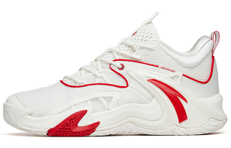 Anta Airspace 3 Cushioning Anti-Slip Wear-Resistant Breathability Low-Top Basketball Shoes Men's White Red