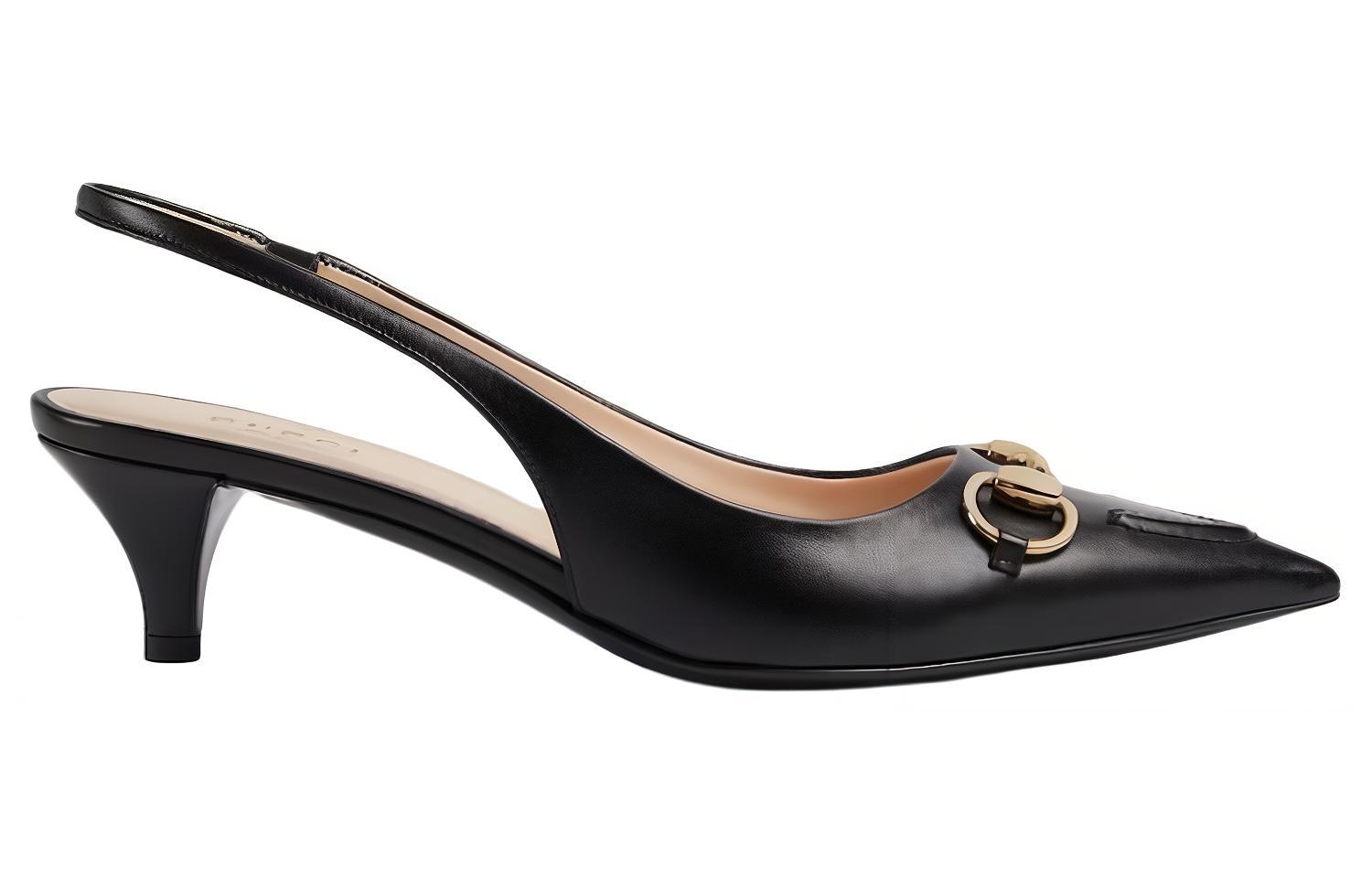 GUCCI Horsebit Cone Heel High Heels 4.5cm Women's Black