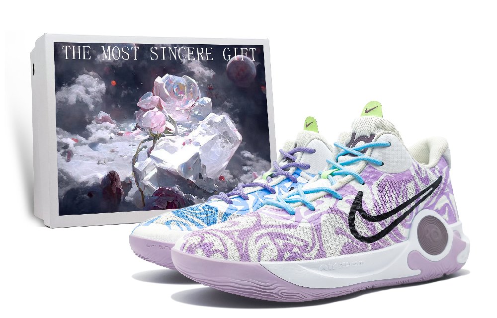 Nike KD 5 Vintage Basketball Shoes Unisex Mid-Top White/Purple/Blue
