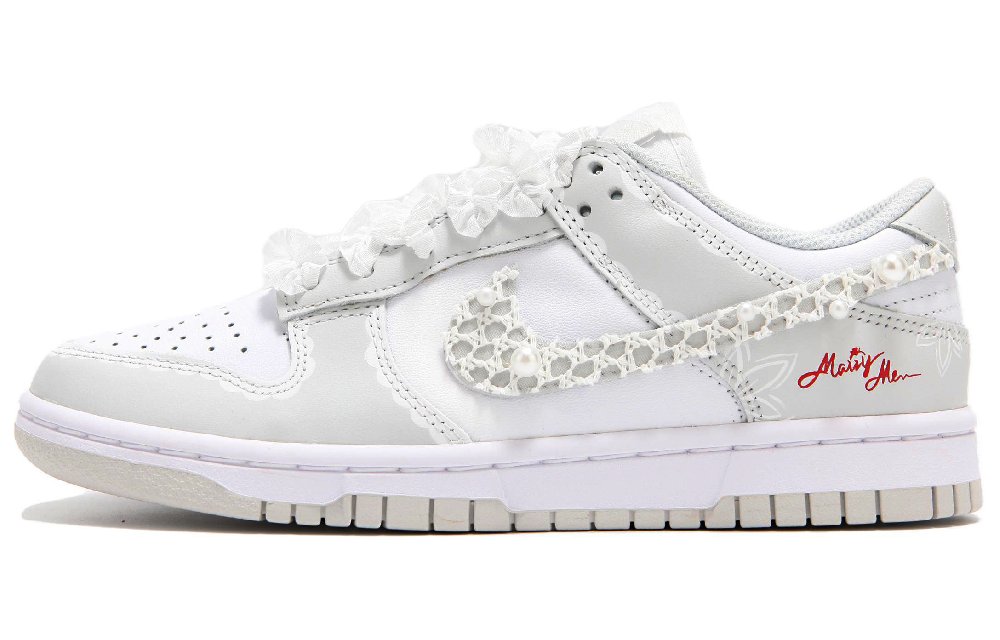 Nike Dunk Anti Slip Wear Resistant Low Top Skateboard Shoes Unisex White Gray