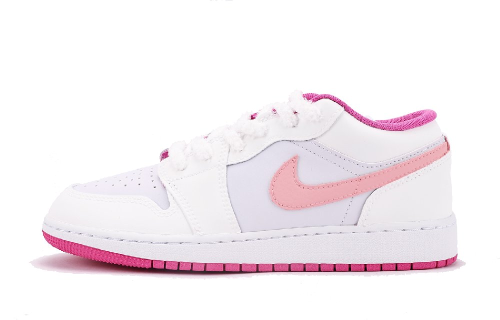 Jordan Air Jordan 1 Slip-Resistant Coverage Low-Top Vintage Basketball Shoes GS Pink White