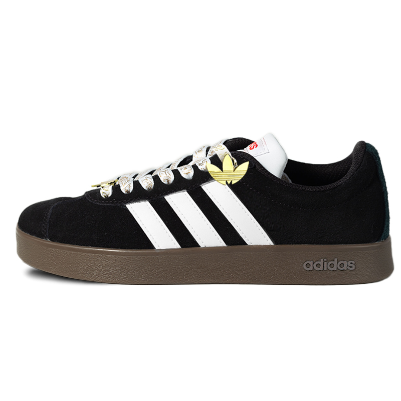 Adidas VL COURT 2.0 Anti Slip Wear Resistant Low Top Skateboard Shoes Unisex Black Gold