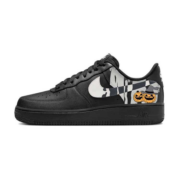 Nike Air Force 1 Skateboard Shoes Unisex Low-Top Black Gray Orange