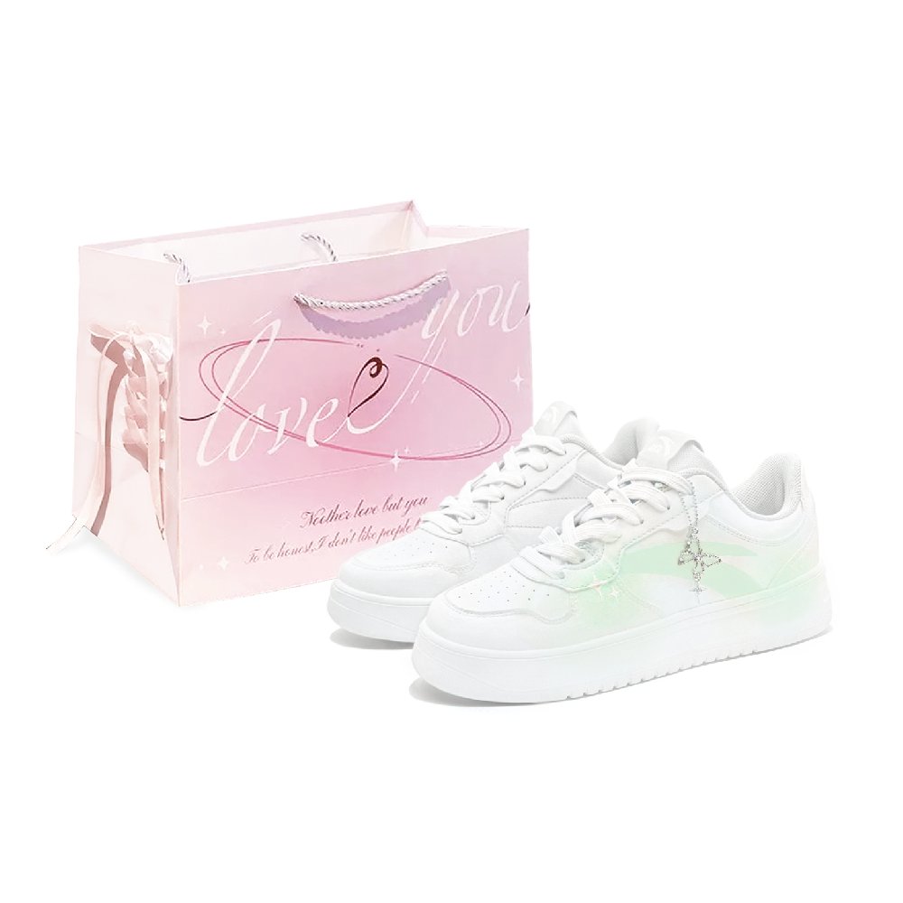 Anta Relaxed Coverage  Abrasion Resistant, Breathable Low Top Skateboard Shoes Unisex White Green