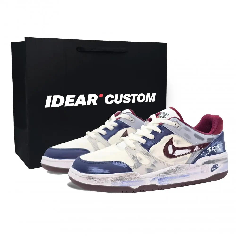 Nike Full Force Skateboard Shoes Men's Low top Blue/White/Red