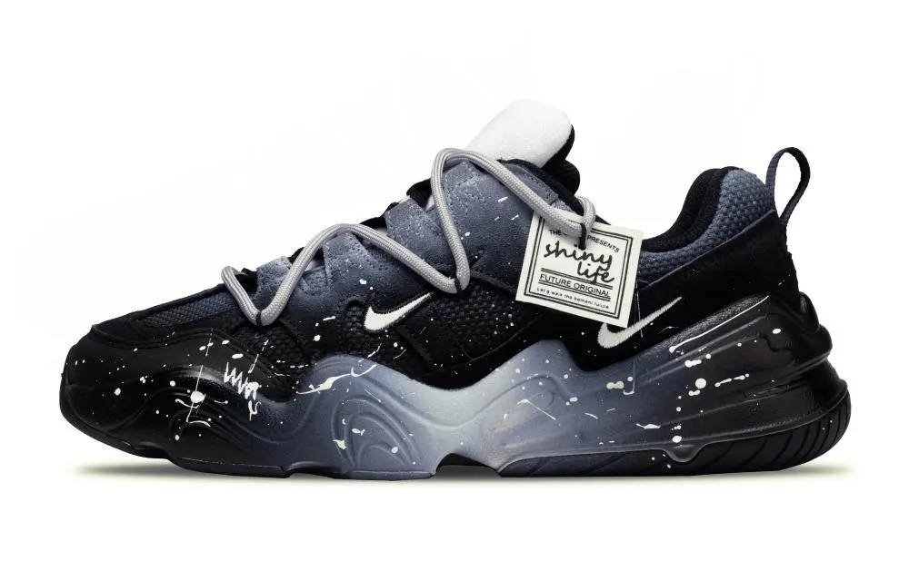 Nike Tech Hera Dark Night Graffiti Abrasion Resistant Low top Casual Shoes Unisex Black White