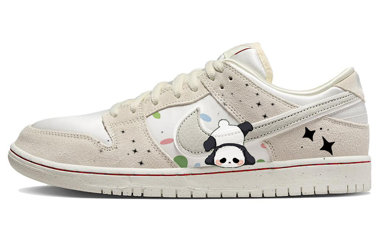 Nike Dunk SB Stars Rainbow Cute Panda Slip-Resistant Cushioning Wear-Resistant Low-Top Skateboard Shoes Unisex Ecru