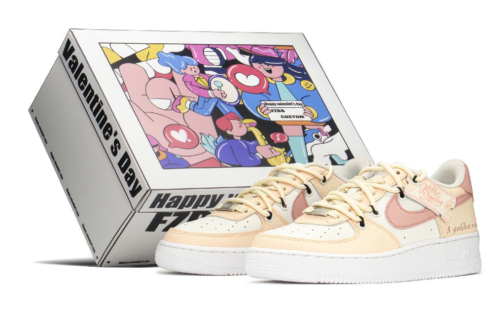 Nike Air Force 1 Low Top Skateboard Shoes Women's Gold Rose