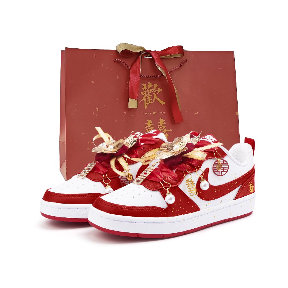 Nike Court Borough 2 Abrasion Resistant Low Top Skateboard Shoes Women's Red