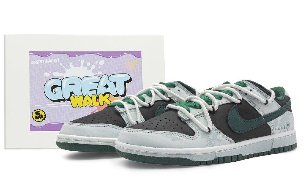 Nike Dunk Slip-Resistant Low-Top Skateboard Shoes Unisex Black Green