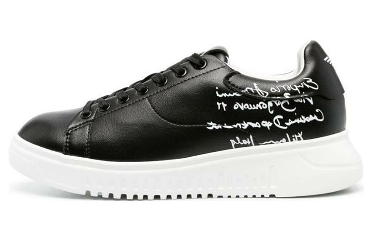 EMPORIO ARMANI Calligraphy-print Leather Sneakers