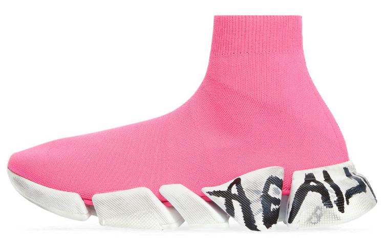 Balenciaga Speed 2.0 Graffiti Recycled Knit Fluo Pink Women's
