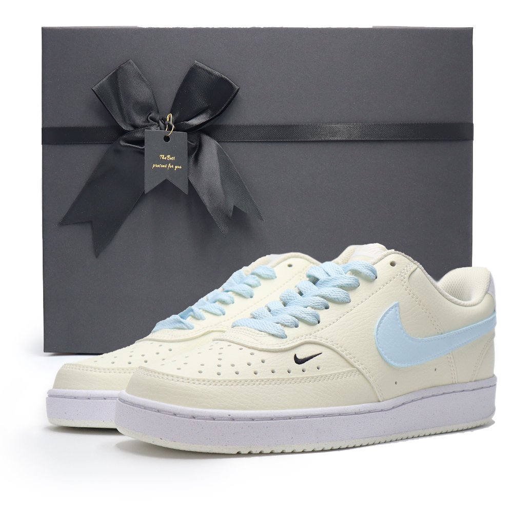 Nike Court Vision Cushioning Wear-Resistant Low-Top Skateboard Shoes Women's Cream Yellow