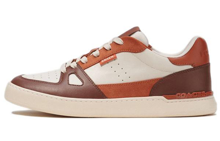 COACH Money Clip Low-Top Stylish Skateboarding Shoes Men's White Brown