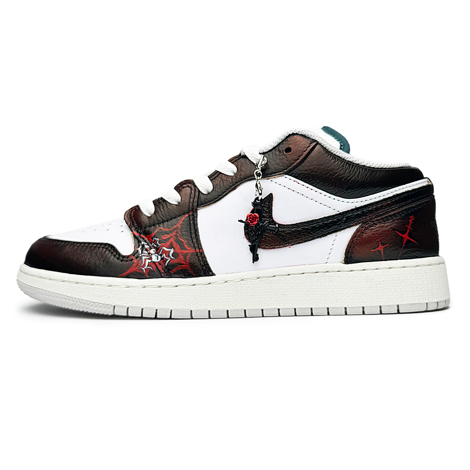 Jordan Air Jordan 1 Abrasion Resistant Low Top Vintage Basketball Shoes Unisex Black White Red