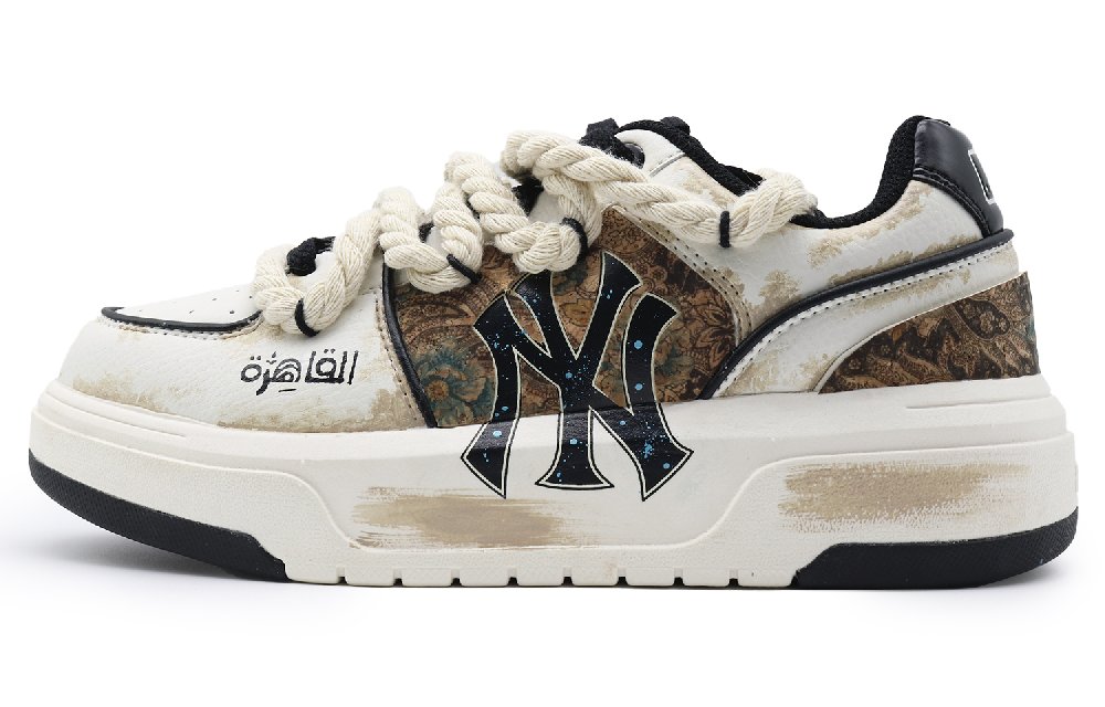 MLB Chunky Liner Anti-Slip And Wear-Resistant Lightweight Low-Top Skateboard Shoes Unisex White Brown
