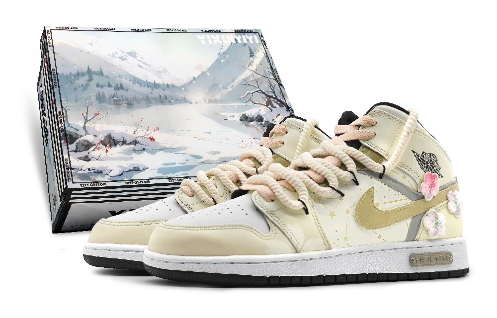 Jordan Air Jordan 1 Mid Mid-Top Vintage Basketball Shoes GS Pink Yellow