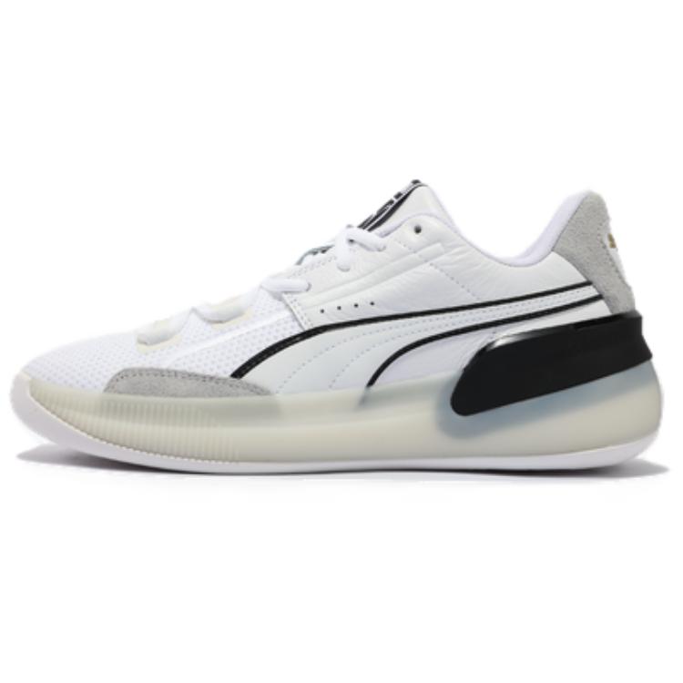 PUMA Clyde Hardwood Anti Slip Wear Resistant Low Top Basketball Shoes Unisex White