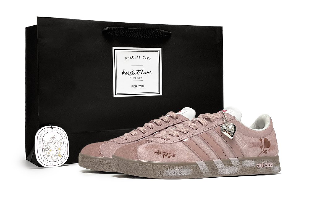 Adidas VL COURT 2.0 Velvet Heart Whispers Cushioning, Wear Resistant Low Top Skateboard Shoes Unisex Cherry Pink