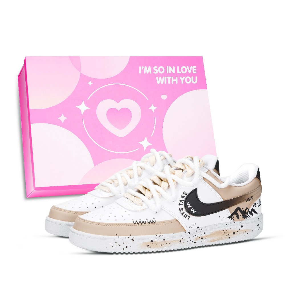 Nike Court Vision 1 Low Top Skateboard Shoes Unisex White Brown