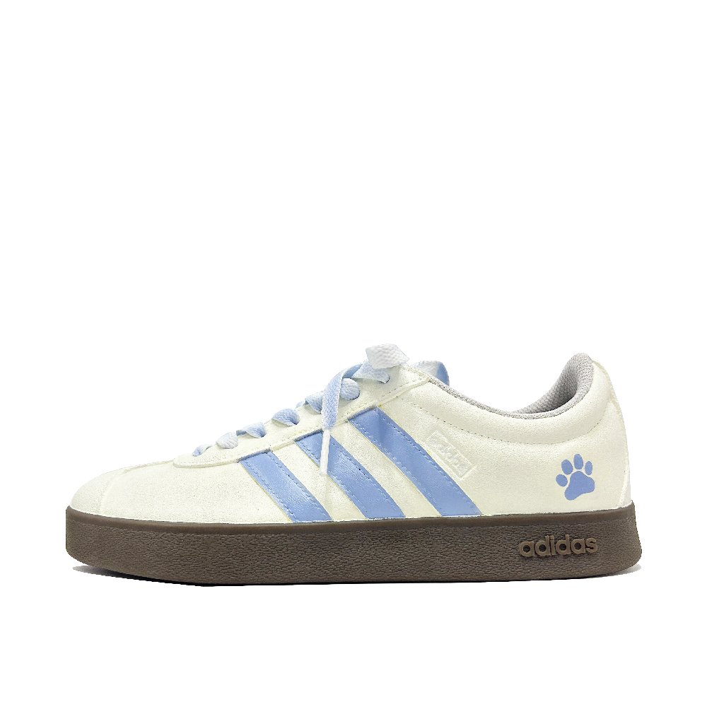 Adidas VL COURT 2.0 Blue Meowth Coverage Quick Dry Lightweight Low Top Skateboard Shoes Unisex Beige Blue