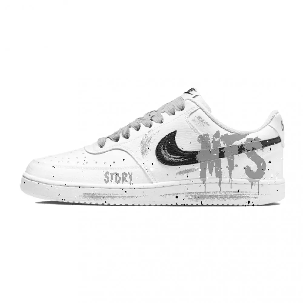 Nike Court Vision 1 Low Top Skateboard Shoes Men's White Gray