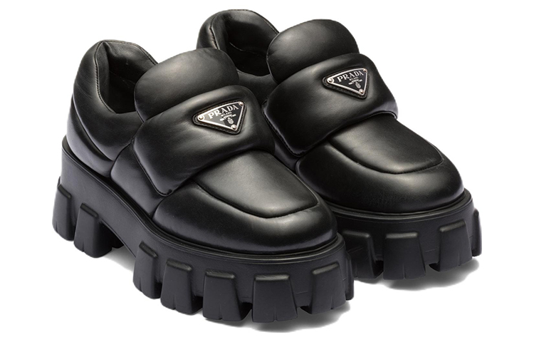PRADA Soft Padded 55mm Loafers Black Nappa Leather Women's купить в интернет-магазине Yoocart с быстрой доставкой по России.