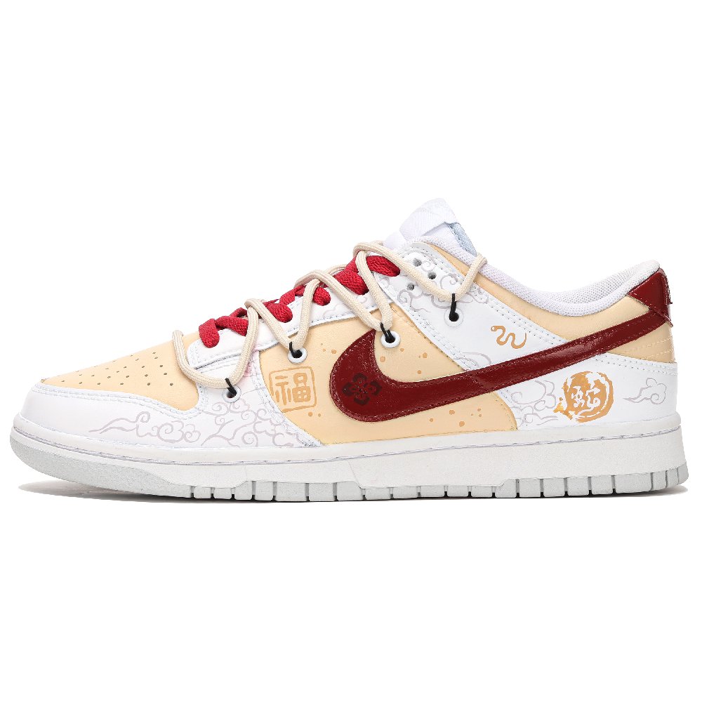 Nike Dunk Anti-Slip Wear-Resistant Low-Top Skateboard Shoes Men's Orange White Red