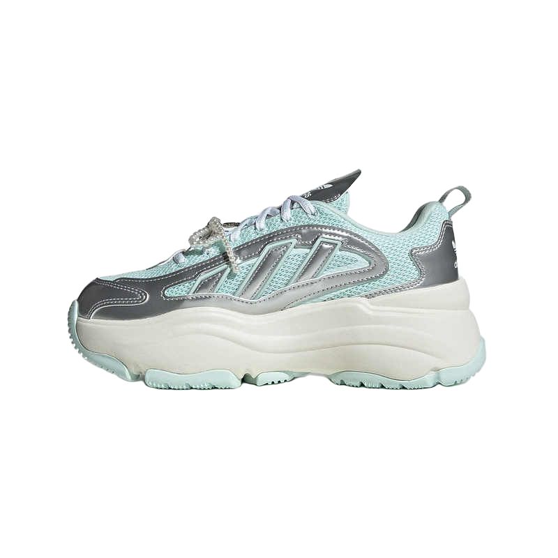 Adidas Originals OZGAIA Anti Slip Wear Resistant Low Top Chunky Sneakers Women's Green Silver