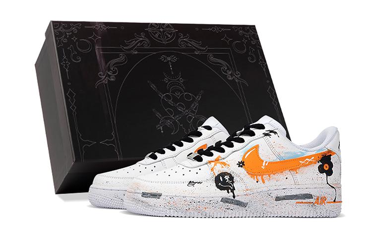 Nike Air Force 1 Low-Top Skateboard Shoes Men's Orange White