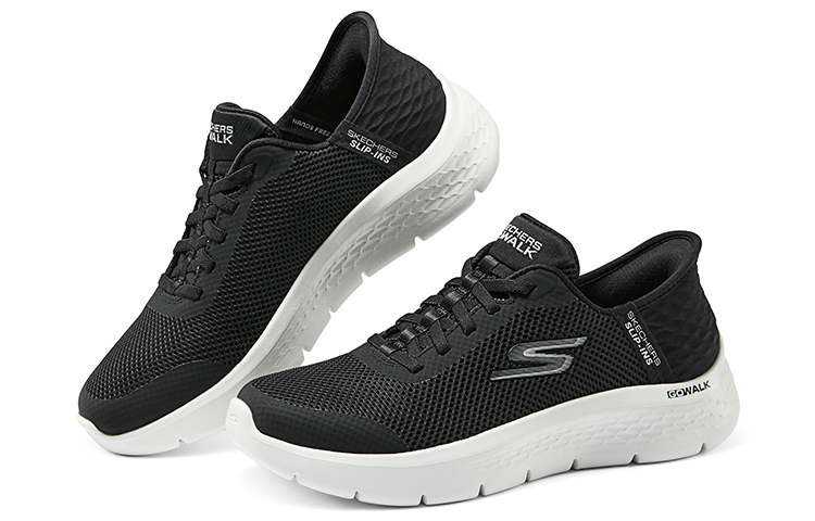 Skechers Go Walk Fle Low Top Abrasion Resistant Running Shoes Women's Black