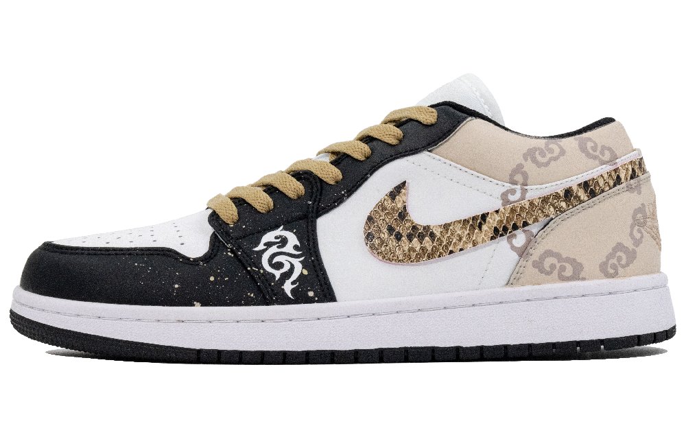 Jordan Air Jordan 1 Vintage Basketball Shoes Men's Low top Black/White/Beige