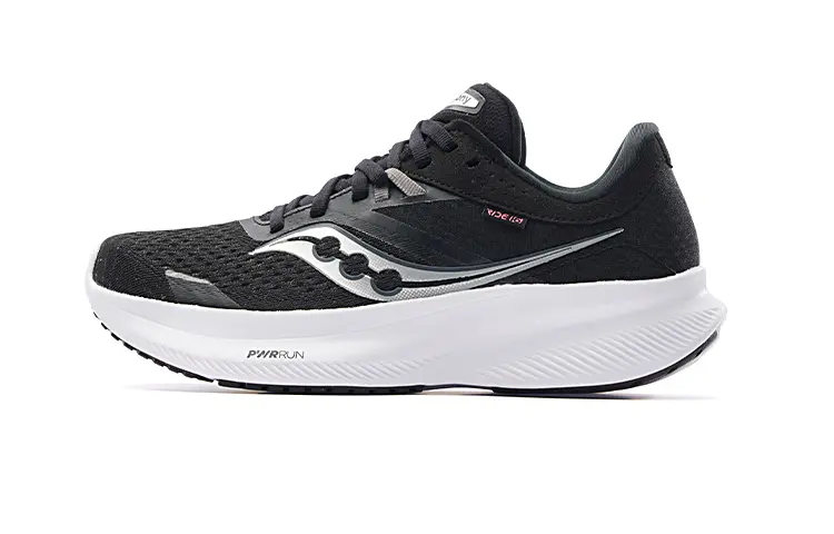 Saucony Ride 16 Shock Absorbers Slip Resistant Abrasion Resistant Low top Sprint Running Shoes Women's Black White
