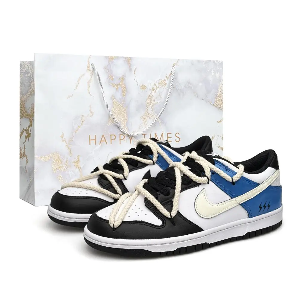 Nike Dunk Skateboard Shoes Unisex Low top Black/White/Blue