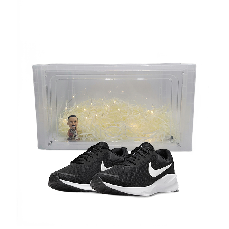 Nike REVOLUTION 7 Anti-Slip And Wear-Resistant Lightweight Low-Top Marathon Running Shoes Unisex Black White