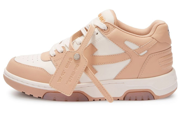 OFF WHITE Out Of Office 'OOO' Calf Leather Low Tops Light Brown Women's