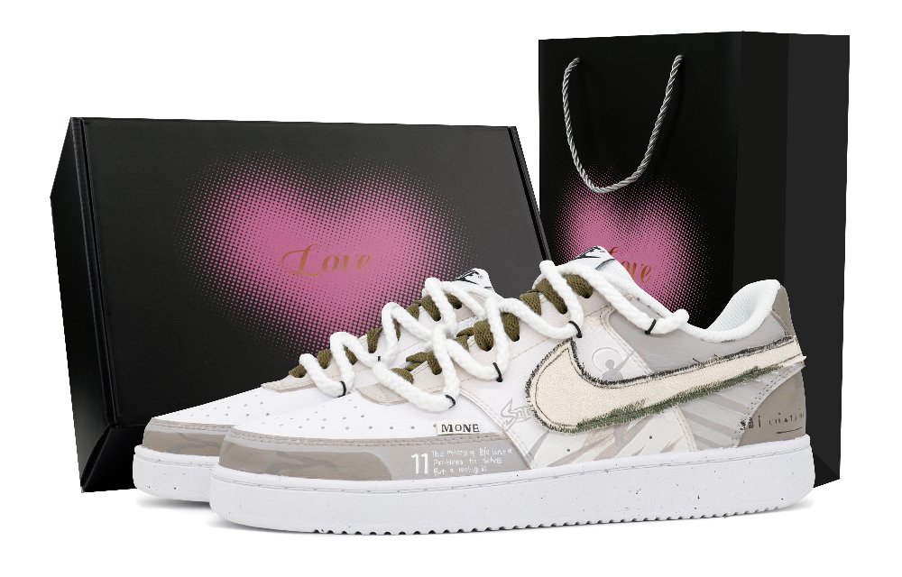 Nike Court Vision 1 Low top Skateboard Shoes Unisex Khaki